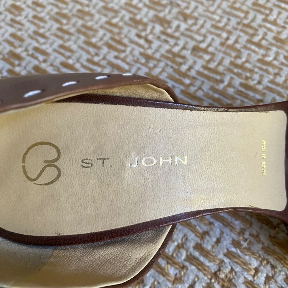 Vintage St. John Brown Open Toe Heels with Contrast Stitching 7.5 - Picture 2 of 7